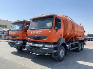 All types of tankers are available (sewage, water, and diesel): Renault, Scania, Iveco, Nissan, UD