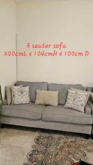 3+2+2 seater sofa set colour green/ grey