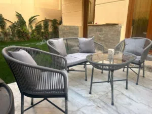 طقم رتان 4كراسى وتربية بالزجاج Retan Furniture oh