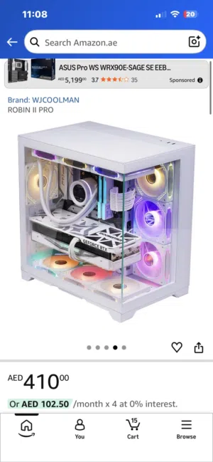 New White gaming case with 7 fans glass case