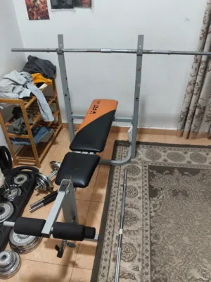 full weight lifting set 80kg with adjustable bench press. مجموعة رفع أثقال كاملة 80 كجم مع مقعد ضغط