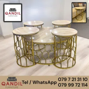 طقم طاولات ستيل وجه رخام .. طربيزات ضيوف