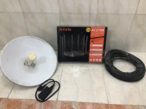 منظومة انترنت متكاملة ( نانو باور بيم ، راوتر tenda ac2100 اصلي وكالة ، واير امتار مسلح 20 - 25 متر)