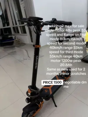 electric scooter kukirin g2max with seat very good condition used for 2 months price negotiable