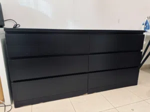 walnut Chest Table full wooden with glass top - 650 AED