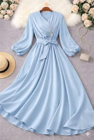 فستان ستاتي نار خامه باربي  وزن 50 لل 80