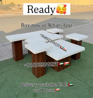 Exquisite 5-Piece Marble & Wood Coffee Table Set
