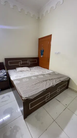 Wooden Double Bed with Headboard and Storage - Good Condition