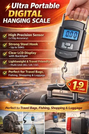 50KG Portable Digital Hanging Scale – Luggage Weight Scale with LCD Display, Travel & Fishing Hook
