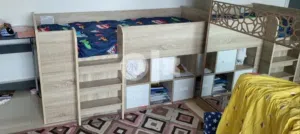 Kids bed with bunk and below storage