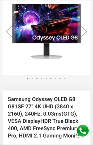Samsung G8 oled 4k 27inch 240 hurtz hdmi 2.1 use for sale with box charger warranty