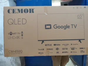 عرض نااار على شاشه سيمور 65 بوصه كيو ليد Google TV ريموت أوامر صوتيه