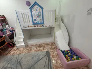 غرفة نوم اطفال دورين مع ادراج وكبت وزحلاقية kids bedroom with drawers and slide
