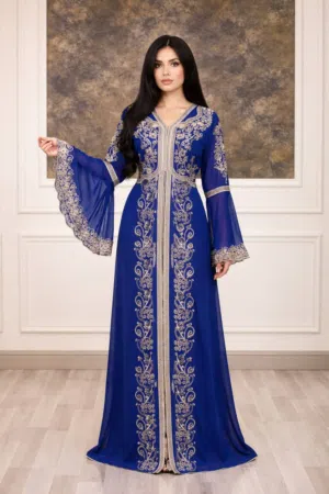 فستان نسائي  موديل تركي خامة شيفون شغل يدوي راقي جدا شرط الفحص   L XL  2XL    يلبس من 38 الى 48   م