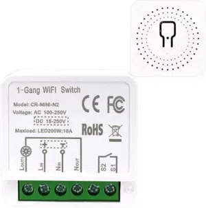 السويتش المخفي (إصدار الطاقة الشمسية AC/DC): DIY Mini WiFi Switch AC/DC 16A CR-MINI-N2