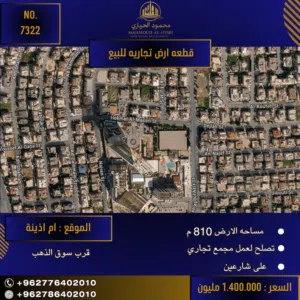 إعلان رقم (7322) فرصة استثمارية ذهبية في قلب أم أذينة - مجمع تجاري متكامل