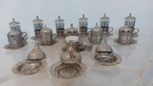 طقم فناجين قهوة تركي فضة