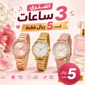 عرض خاص ... اشتري 3 ساعات نسائية ب5 ريال فقط