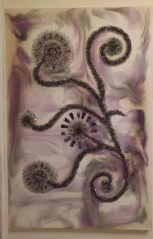 Precious Amethyst & Flourite stones and epoxy on Canvas painting size 150cm*100cm