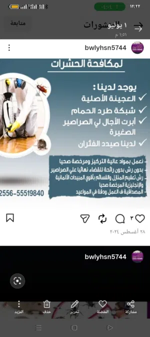 مكافحه جميع انواع الحشرا الصراصير الصالونات النسائي والمطاعم والمقاهي مكافحه جميع انواع الحشرات مسج