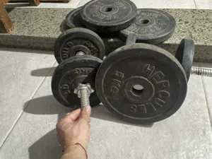طقم دامبلز Hercules Rubber 30KG بحالة ممتازة استعمال منزلي فقط