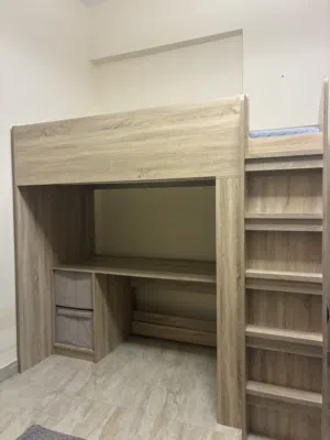 Loft bed with free mattress , built in wardrobe and removable desk
