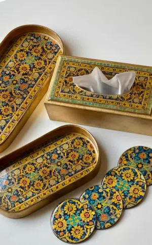 أطباق ديكورية من الخشب والريزن  عمل يدوي  أنيق ومتین