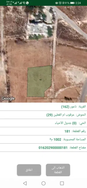 قطعة ارض للبيع في ناعور حوض ام القطين