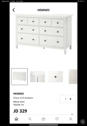 دريسر من ايكيا بحال الجديد سعر الشراء 330 دروج واسعة حجم الأدراج والدريسر كامل موجود بالصور