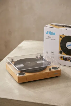 مشغل أسطوانات "JAM Sound" المتكامل – إصدار الخشب (موديل HX-TTP200WDA-EU)