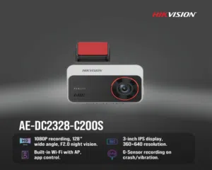 داش كام Hikvision C200S Dashcam أمامية وخلفية 1080P Wi-Fi