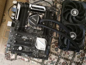 معالج و بورد وتبريد مائي core i5 5820k