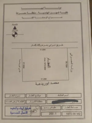 بيع ارض في كراز  في طريق ما بين مدرسة بدر و سوق السلام