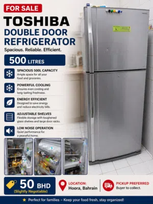 Toshiba Double Door Refrigerator (500 Litres)
