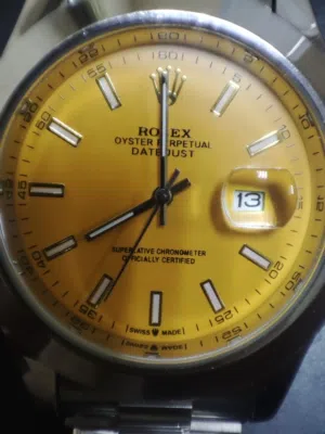 Men’s Yellow Dial Oyster Perpetual Style Watch