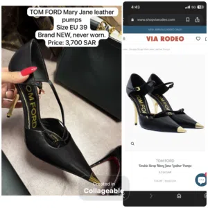 Tom Ford Mary Jane Leather Pumps – Black/Gold – Size 39 (Brand New)