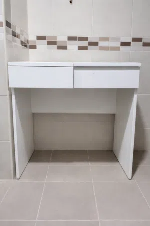 DRESSING TABLE VANITY WITH STORAGE SPACES AND MIRROR