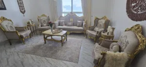 full living room set with decoration