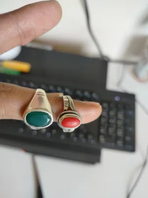 خاتمين فضه باحجار للبيع