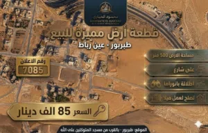 رقم الأعلان (7085) قطعة ارض للبيع في منطقة طبربور