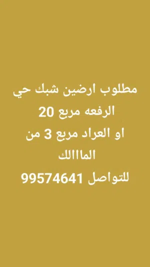 مطلوب ارضين شبك حي الرفعه مربع  20