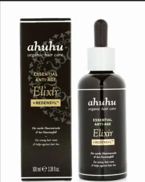 هذا إكسير ahuhu Essential Anti-Age للعناية بالشعر، ويحتوي على Redensyl للمساعدة في تقوية الجذور وتقل