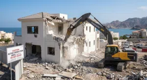 Excavator for rent in muscat and for contract for mountain cutting excavation demolition work