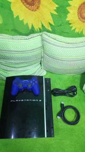 Good PlayStation 3 with blue controller and cables