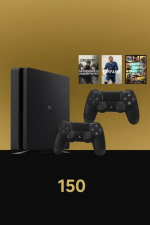 جهاز PS4 FAT 500GB بحالة الجديد + 2 يدات (أصلية + مقلدة) + 3 حسابات ألعاب + اشتراك بلس 9 شهور. 130