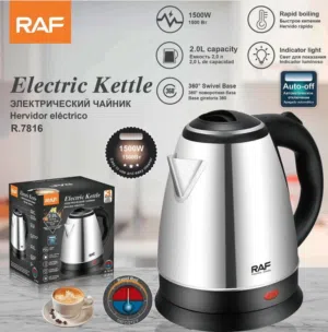 غلاية ماء سخان ستيل 2 لتر غلايه الماء ستانلس مع قاعده منفصله RAF Electric Kettle سخانة سخان