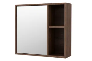 Type: Wall-mounted bathroom mirror cabinet  Material: Wood-finish body + full mirror front