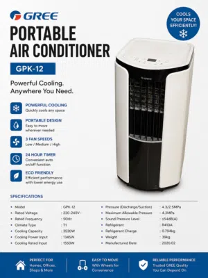 GREE Portable AC – 1 Ton – Hot & Cold – Excellent Condition.