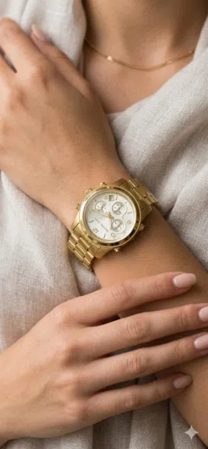 $للبيع بسعر مغري جدا$ ساعه مايكل كورس  ساعة Michael Kors Runway Gold-Tone Chronograph (موديل MK5055)