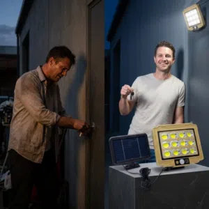 كشاف طاقة شمسية LED للبيت وللخارج مع حساس حركة - إضاءة قوية للحديقة والبيت والسطح